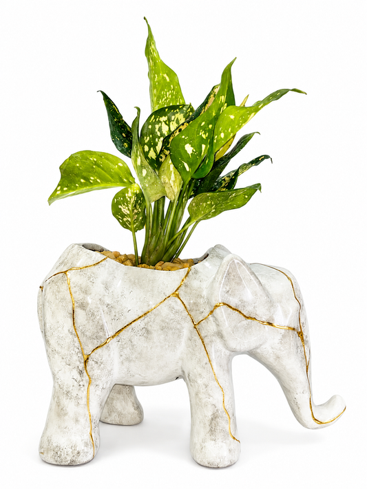 Elefante Geométrico Gris Kintsugi